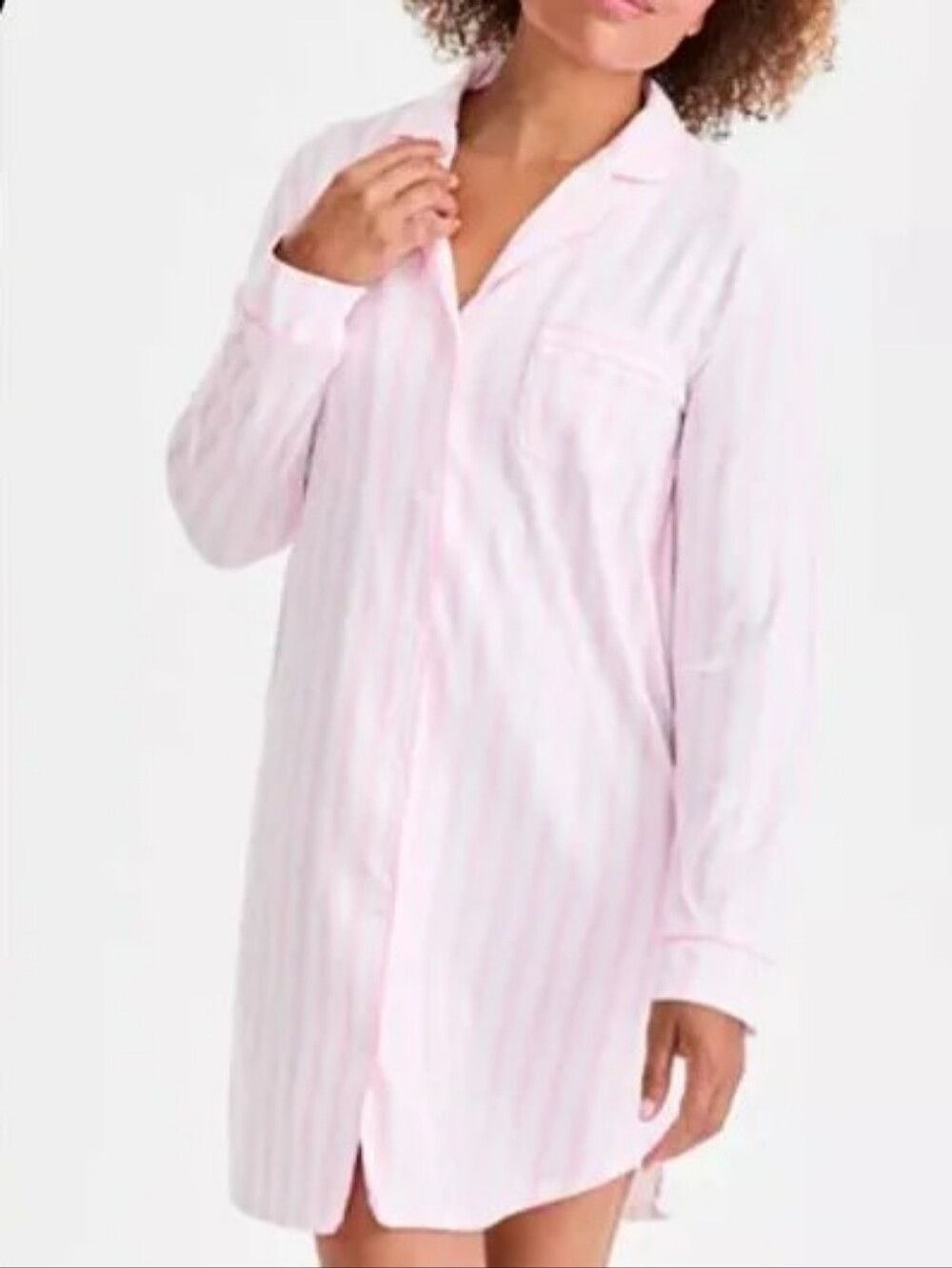 Charter Club Pink Striped Button-Down Nightshirt